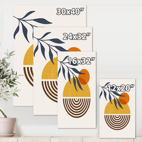 Designart - Botanical Minimalist Leaf With Abstract Shapes IV